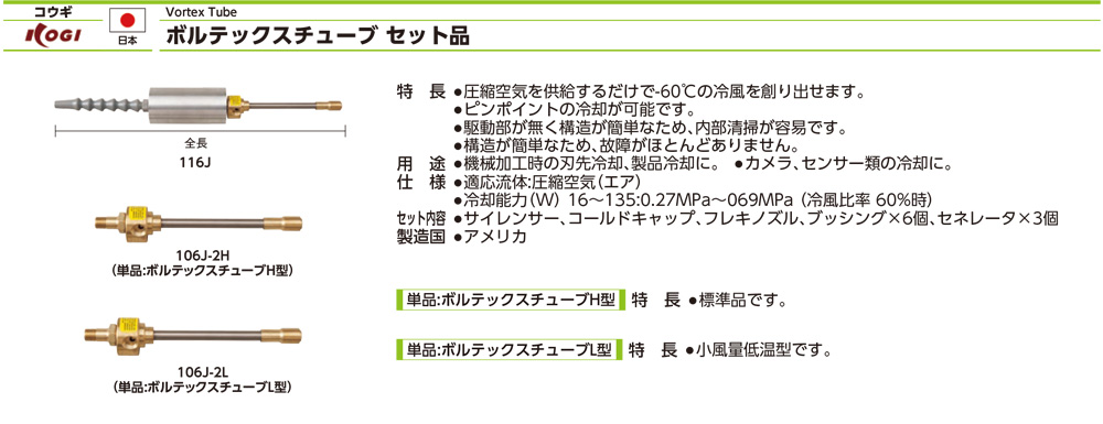 116J 106J系列渦流管規格、品號、產品說明｜伍全企業